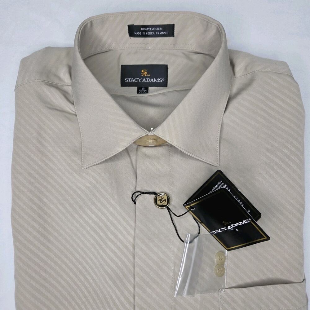 New STACY ADAMS Dress Shirt SIZE 18 34-35 Color Pistachio Size XL